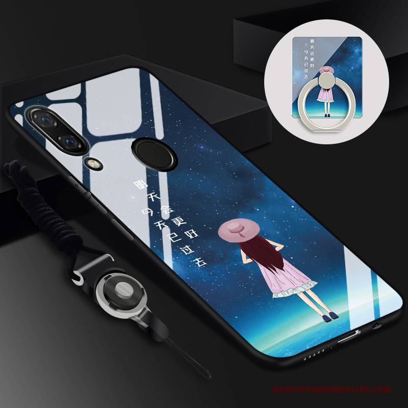 Hülle Huawei Y7 2019 Taschen Membran Schwarz, Case Huawei Y7 2019 Karikatur Trend Temperieren