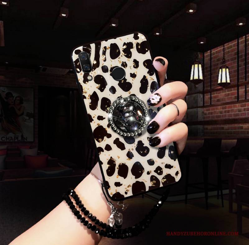 Hülle Huawei Y7 2019 Weiche Hängende Verzierungen Handyhüllen, Case Huawei Y7 2019 Halterung Ring Leopard