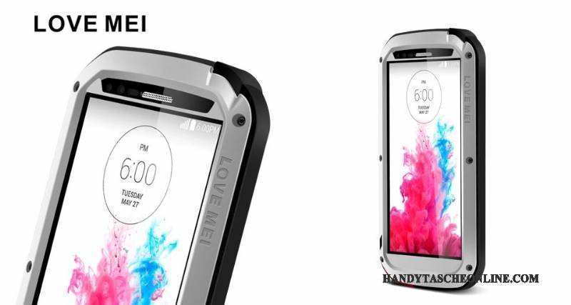 Hülle Lg G3 Metall Handyhüllen Drei Verteidigungen, Case Lg G3 Silikon Gehärtetes Glas Anti-sturz