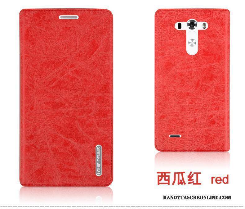 Hülle Lg G3 Schutz Handyhüllen Rot, Case Lg G3 Lederhülle Haltbar