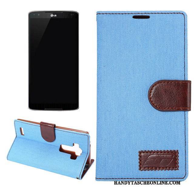 Hülle Lg G4 Lederhülle Stoff Hellblau, Case Lg G4 Schutz Handyhüllen Muster