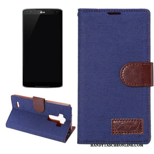 Hülle Lg G4 Lederhülle Stoff Hellblau, Case Lg G4 Schutz Handyhüllen Muster