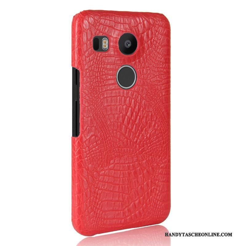 Hülle Lg Nexus 5x Leder Krokodilmuster Nubuck, Case Lg Nexus 5x Schutz Schwer Rot