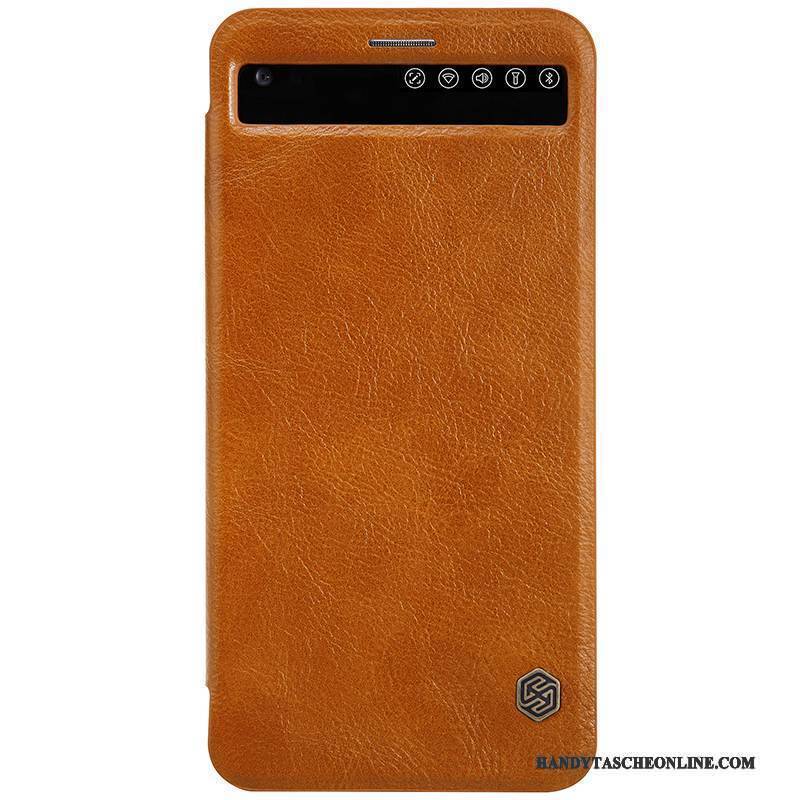 Hülle Lg V20 Lederhülle Anti-sturz Handyhüllen, Case Lg V20 Folio Gold Weinrot