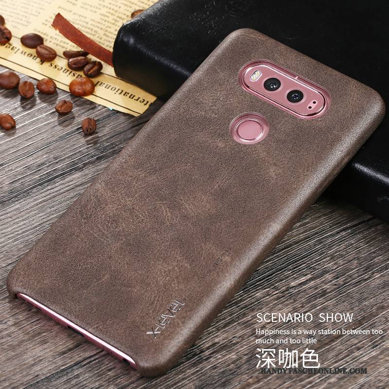 Hülle Lg V20 Lederhülle Business Handyhüllen, Case Lg V20 Retro Rosegold Trend