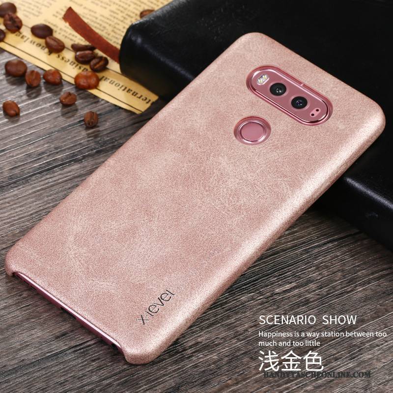 Hülle Lg V20 Lederhülle Business Handyhüllen, Case Lg V20 Retro Rosegold Trend