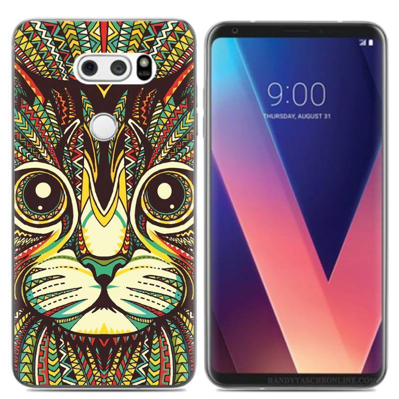 Hülle Lg V30 Karikatur Rosa Mini, Case Lg V30 Silikon Ölgemälde Frisch