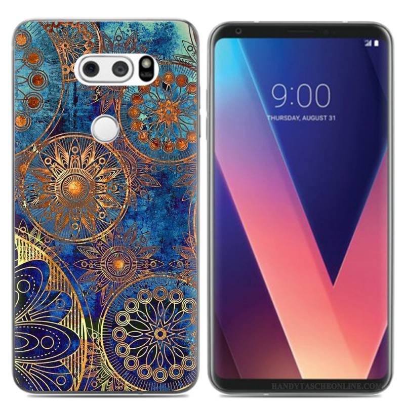 Hülle Lg V30 Karikatur Rosa Mini, Case Lg V30 Silikon Ölgemälde Frisch