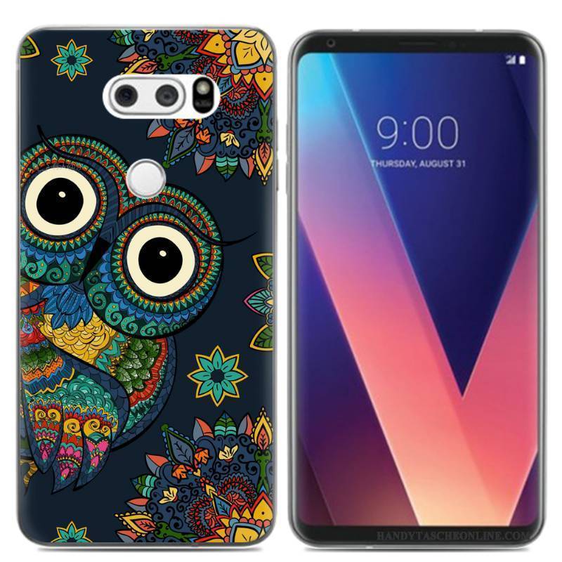 Hülle Lg V30 Karikatur Rosa Mini, Case Lg V30 Silikon Ölgemälde Frisch