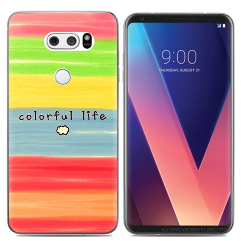 Hülle Lg V30 Karikatur Rosa Mini, Case Lg V30 Silikon Ölgemälde Frisch