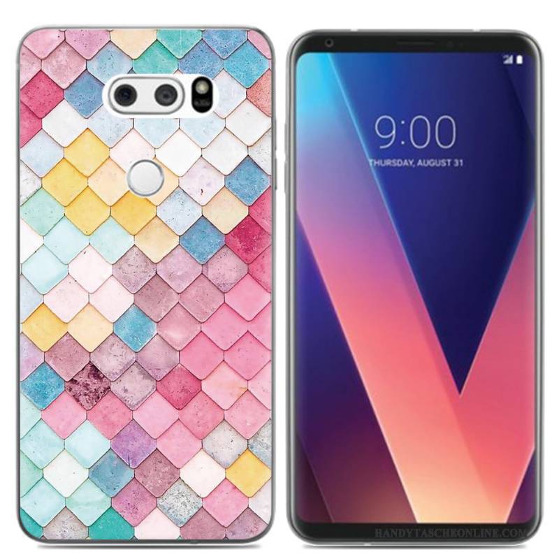 Hülle Lg V30 Karikatur Rosa Mini, Case Lg V30 Silikon Ölgemälde Frisch