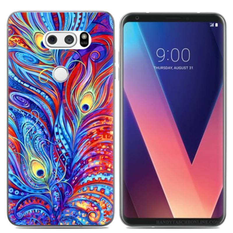 Hülle Lg V30 Karikatur Rosa Mini, Case Lg V30 Silikon Ölgemälde Frisch