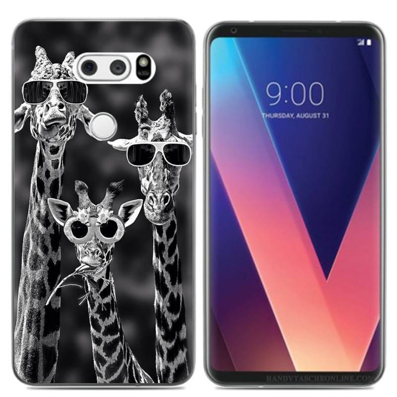 Hülle Lg V30 Karikatur Rosa Mini, Case Lg V30 Silikon Ölgemälde Frisch