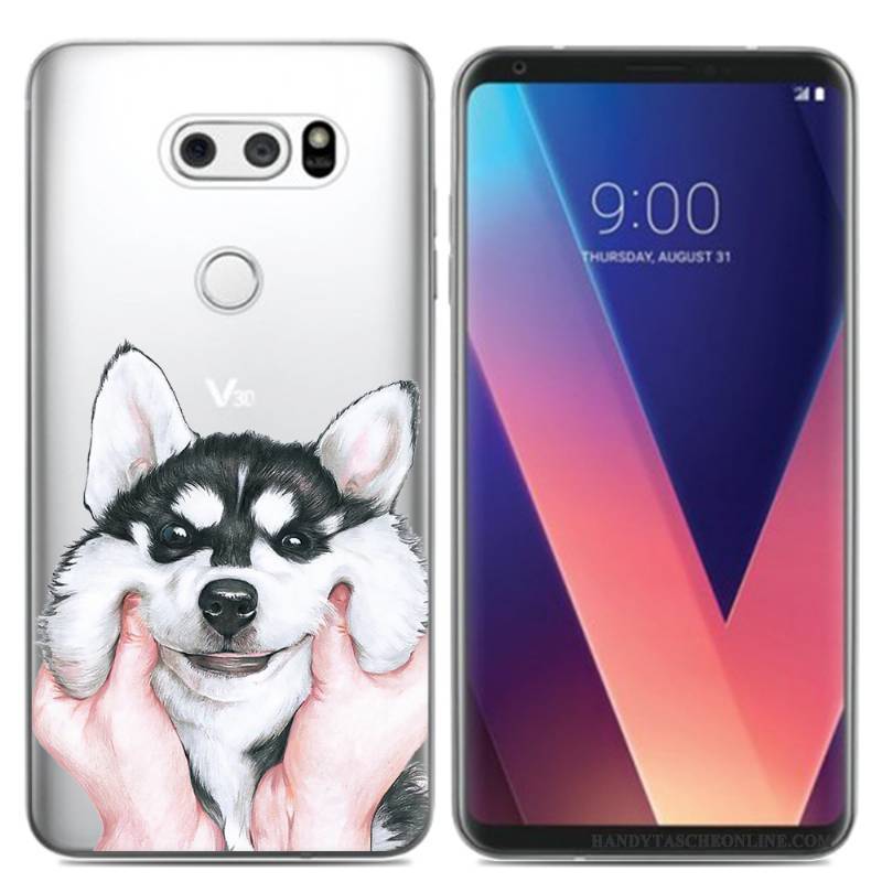 Hülle Lg V30 Karikatur Rosa Mini, Case Lg V30 Silikon Ölgemälde Frisch