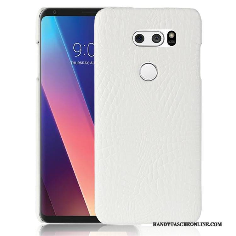 Hülle Lg V30 Leder Krokodilmuster Handyhüllen, Case Lg V30 Retro Anti-sturz Pulver