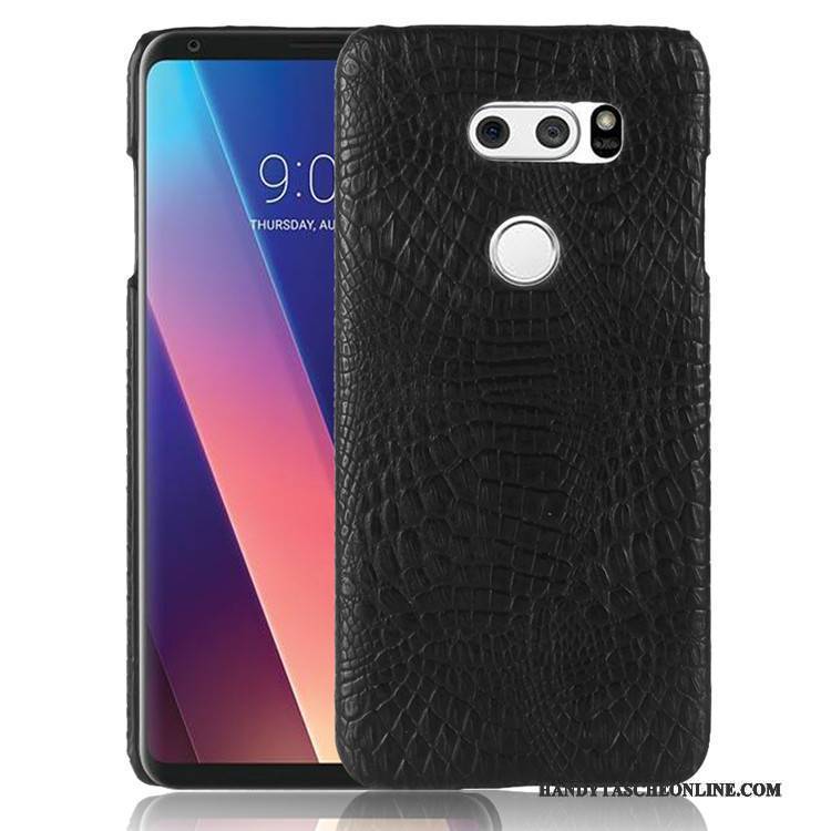 Hülle Lg V30 Leder Krokodilmuster Handyhüllen, Case Lg V30 Retro Anti-sturz Pulver