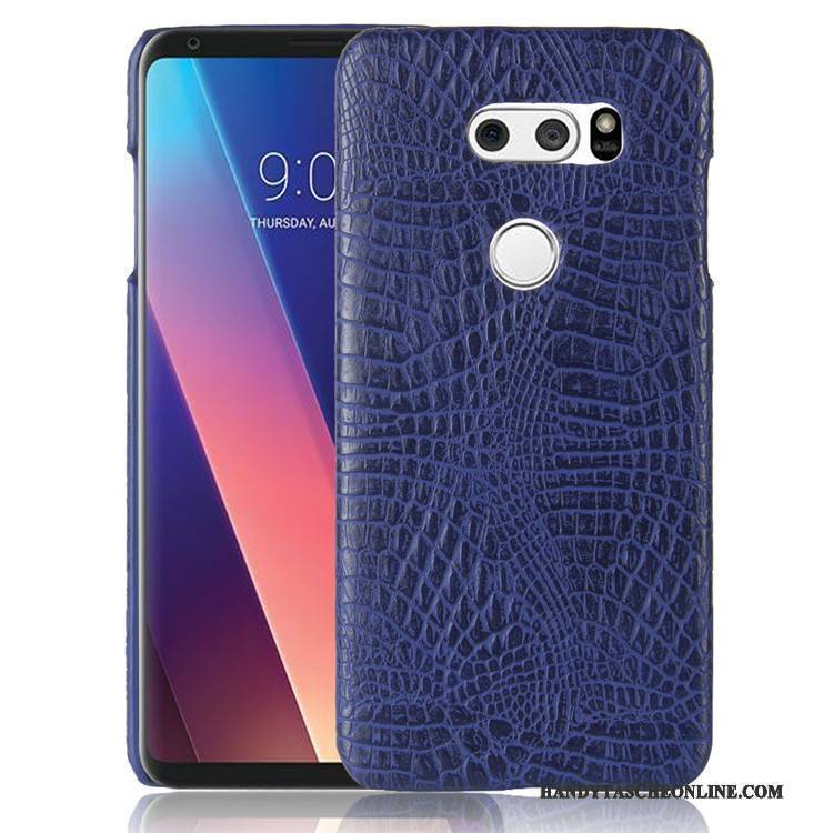 Hülle Lg V30 Leder Krokodilmuster Handyhüllen, Case Lg V30 Retro Anti-sturz Pulver