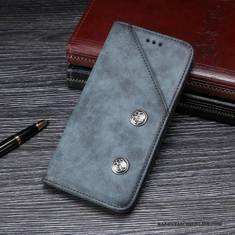 Hülle Lg V30 Lederhülle Handyhüllen Blau, Case Lg V30 Folio Anti-sturz