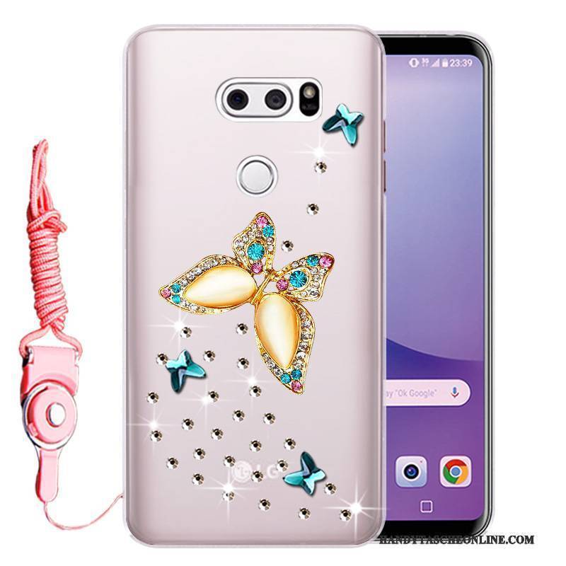 Hülle Lg V30 Weiche Anti-sturz Rosa, Case Lg V30 Strass Handyhüllen