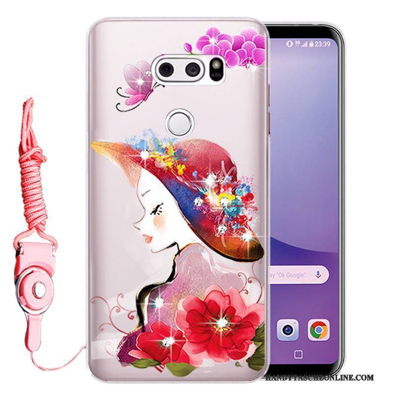 Hülle Lg V30 Weiche Anti-sturz Rosa, Case Lg V30 Strass Handyhüllen