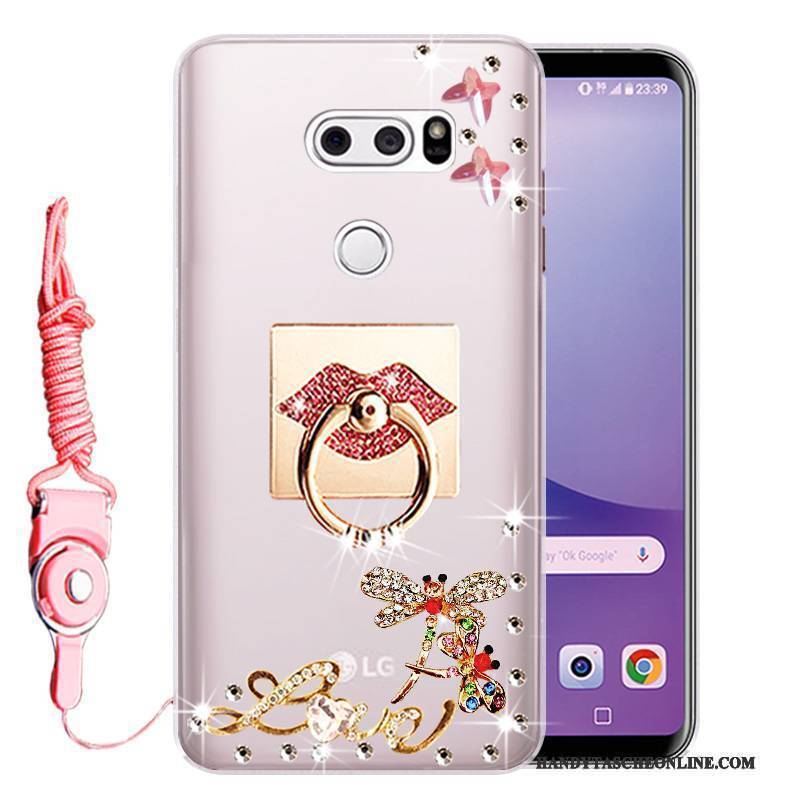 Hülle Lg V30 Weiche Anti-sturz Rosa, Case Lg V30 Strass Handyhüllen