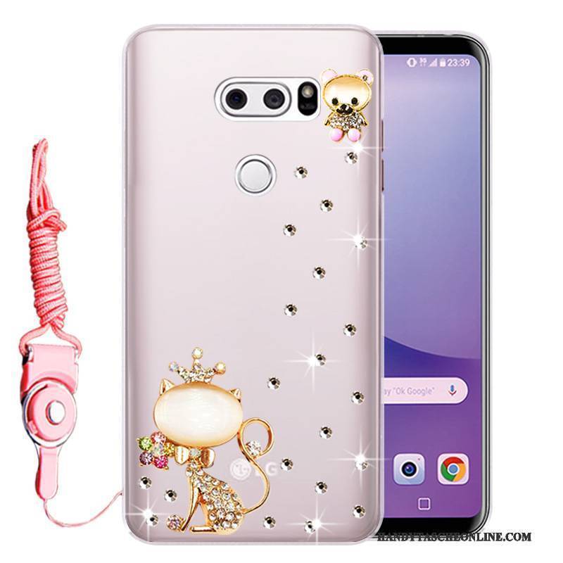 Hülle Lg V30 Weiche Anti-sturz Rosa, Case Lg V30 Strass Handyhüllen