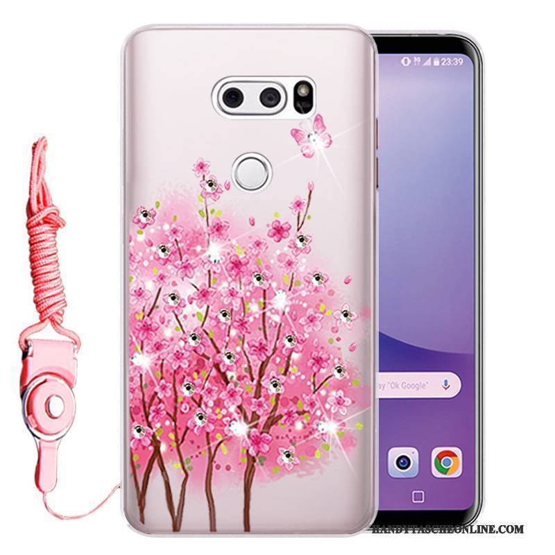 Hülle Lg V30 Weiche Anti-sturz Rosa, Case Lg V30 Strass Handyhüllen