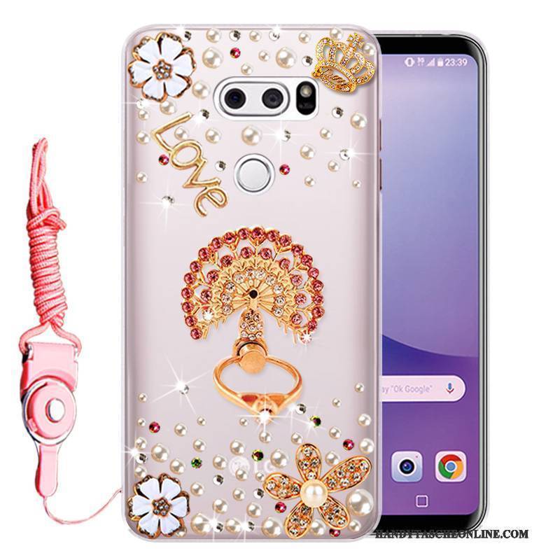 Hülle Lg V30 Weiche Anti-sturz Rosa, Case Lg V30 Strass Handyhüllen