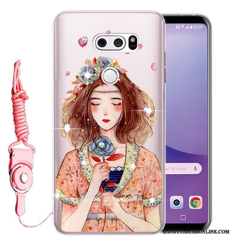 Hülle Lg V30 Weiche Anti-sturz Rosa, Case Lg V30 Strass Handyhüllen