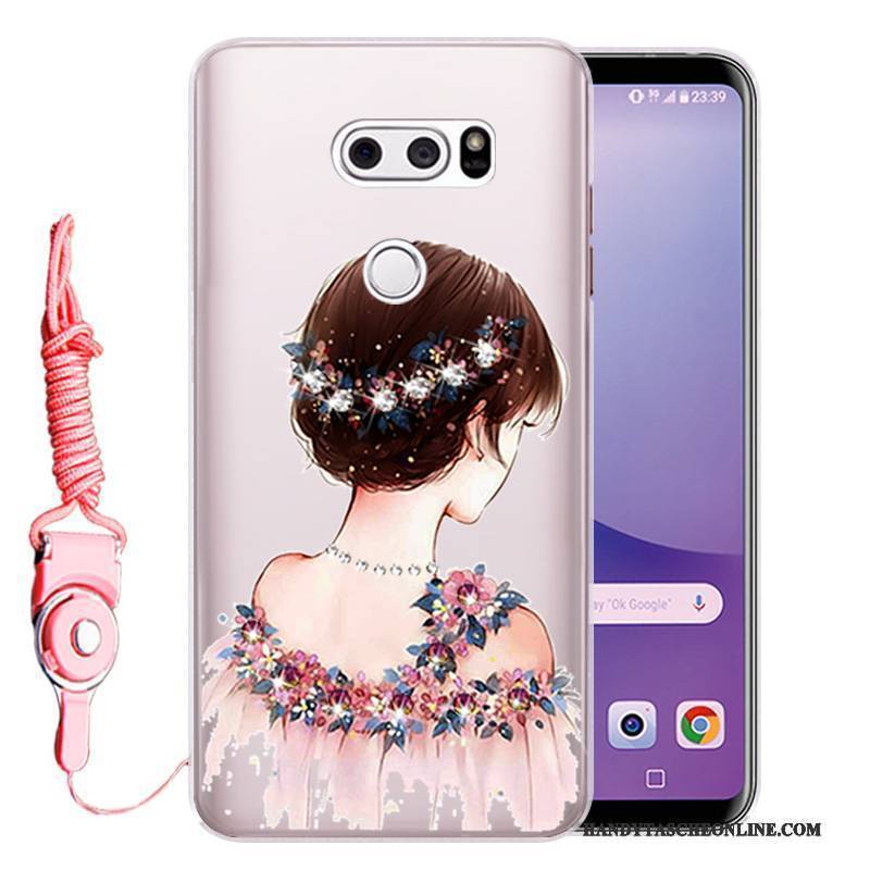 Hülle Lg V30 Weiche Anti-sturz Rosa, Case Lg V30 Strass Handyhüllen