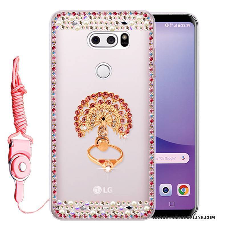 Hülle Lg V30 Weiche Anti-sturz Rosa, Case Lg V30 Strass Handyhüllen