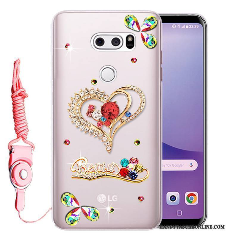 Hülle Lg V30 Weiche Anti-sturz Rosa, Case Lg V30 Strass Handyhüllen