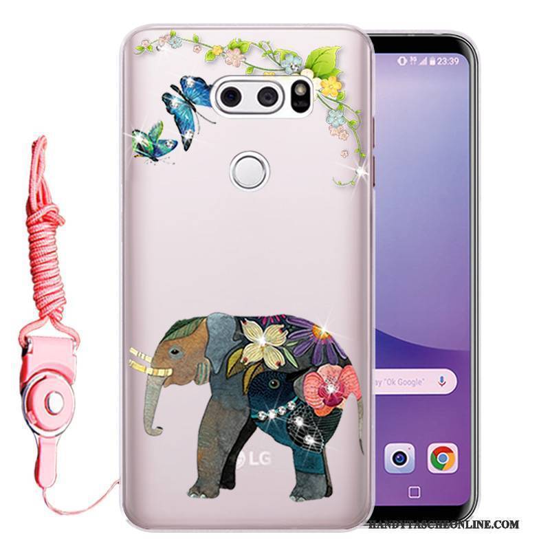 Hülle Lg V30 Weiche Anti-sturz Rosa, Case Lg V30 Strass Handyhüllen