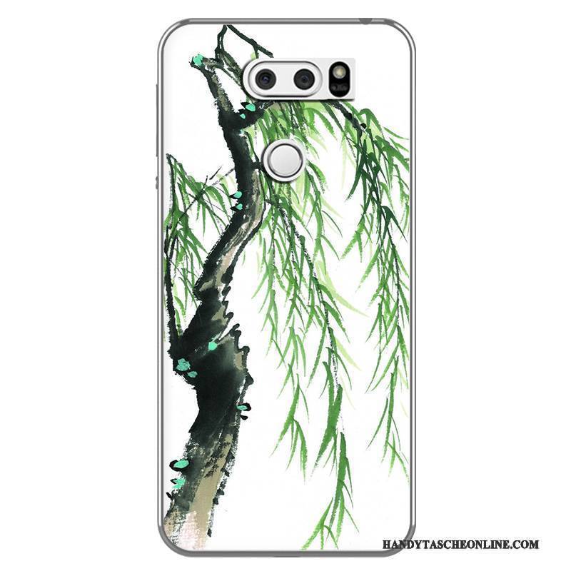 Hülle Lg V30 Weiche Chinesische Art Weiß, Case Lg V30 Kreativ Handyhüllen Schwarz