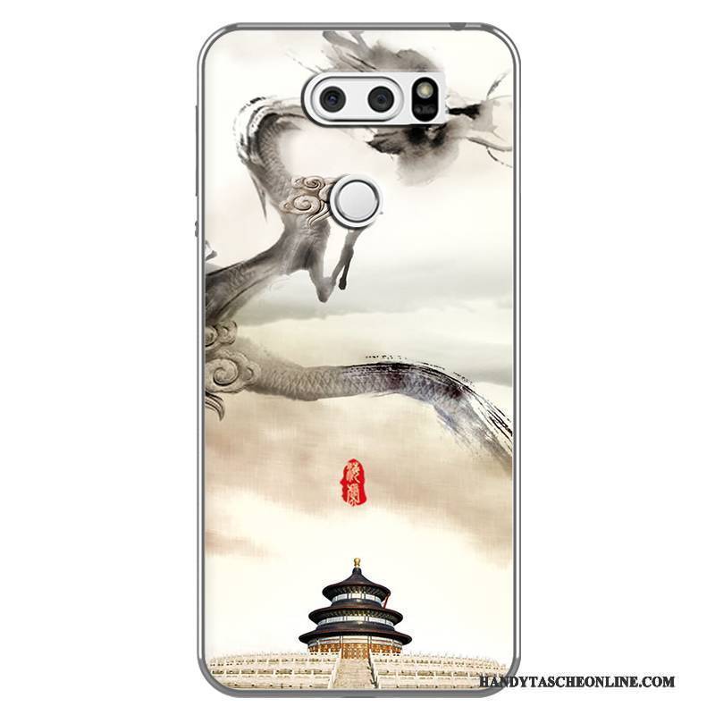 Hülle Lg V30 Weiche Chinesische Art Weiß, Case Lg V30 Kreativ Handyhüllen Schwarz