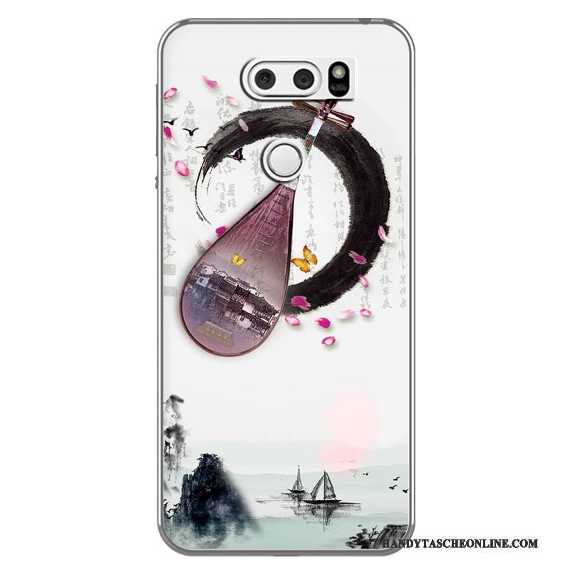 Hülle Lg V30 Weiche Chinesische Art Weiß, Case Lg V30 Kreativ Handyhüllen Schwarz