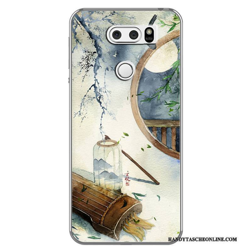 Hülle Lg V30 Weiche Chinesische Art Weiß, Case Lg V30 Kreativ Handyhüllen Schwarz