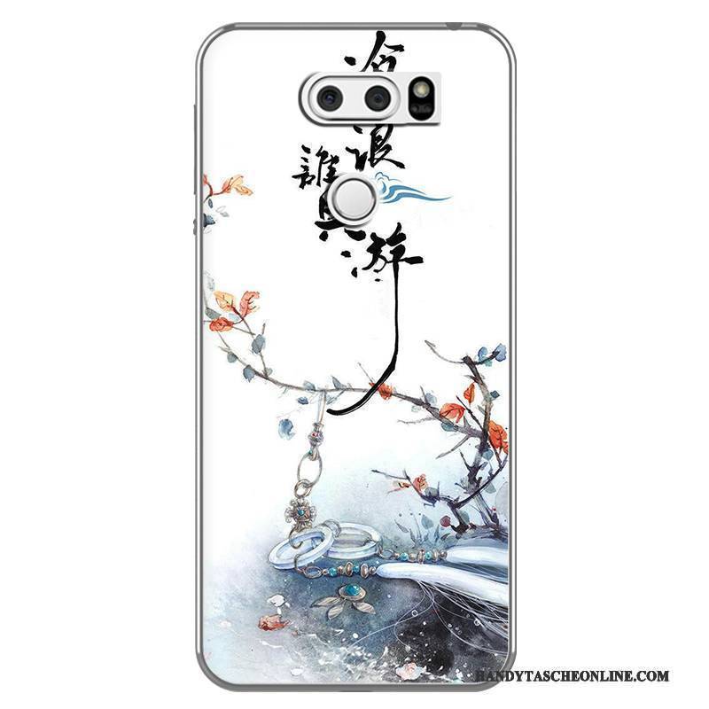 Hülle Lg V30 Weiche Chinesische Art Weiß, Case Lg V30 Kreativ Handyhüllen Schwarz