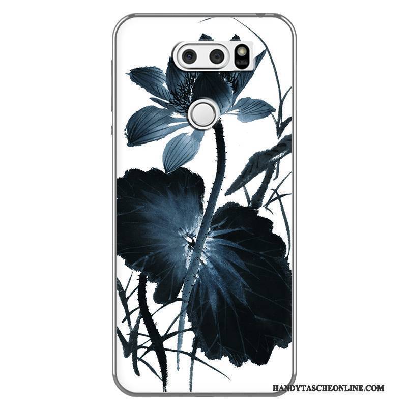 Hülle Lg V30 Weiche Chinesische Art Weiß, Case Lg V30 Kreativ Handyhüllen Schwarz