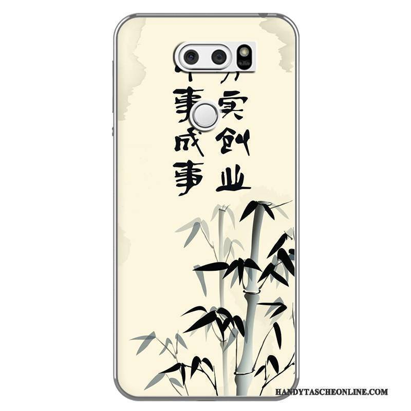 Hülle Lg V30 Weiche Chinesische Art Weiß, Case Lg V30 Kreativ Handyhüllen Schwarz