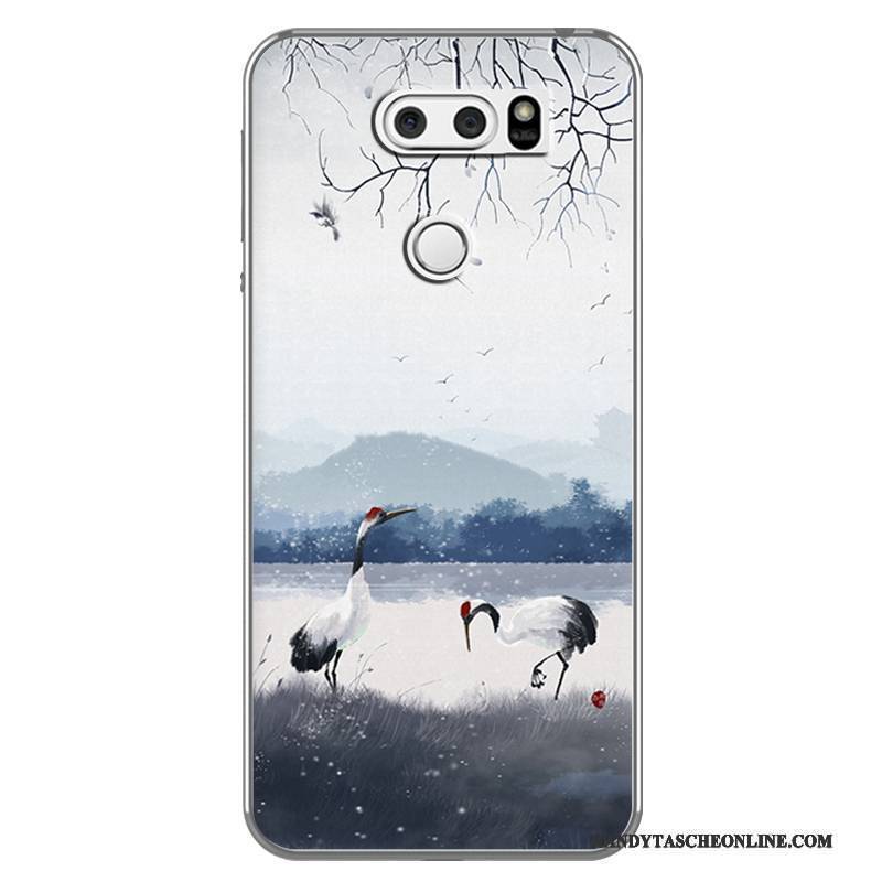 Hülle Lg V30 Weiche Chinesische Art Weiß, Case Lg V30 Kreativ Handyhüllen Schwarz