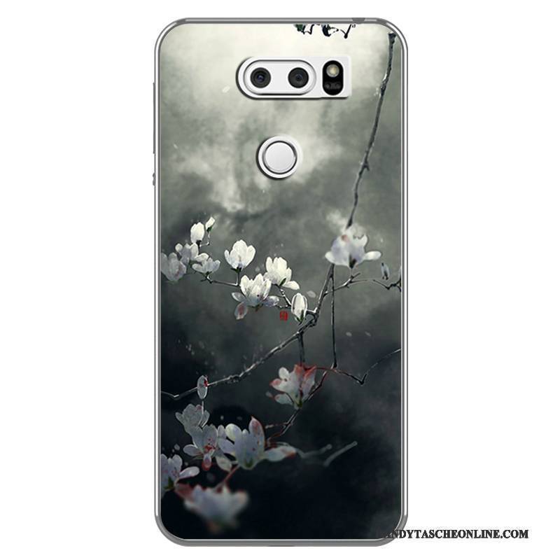 Hülle Lg V30 Weiche Chinesische Art Weiß, Case Lg V30 Kreativ Handyhüllen Schwarz