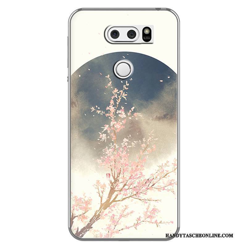 Hülle Lg V30 Weiche Chinesische Art Weiß, Case Lg V30 Kreativ Handyhüllen Schwarz