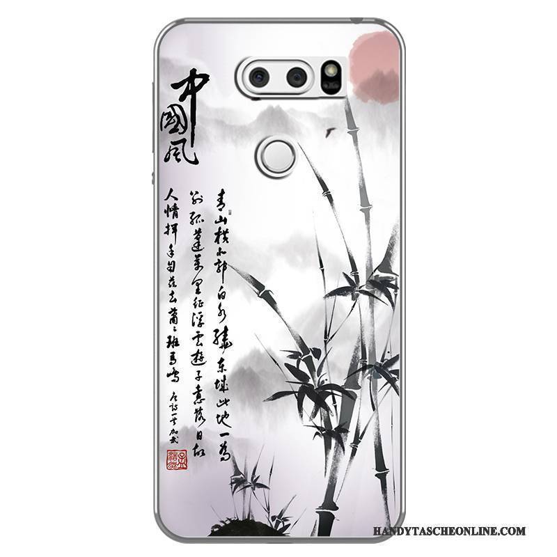 Hülle Lg V30 Weiche Chinesische Art Weiß, Case Lg V30 Kreativ Handyhüllen Schwarz