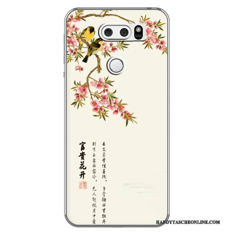 Hülle Lg V30 Weiche Chinesische Art Weiß, Case Lg V30 Kreativ Handyhüllen Schwarz