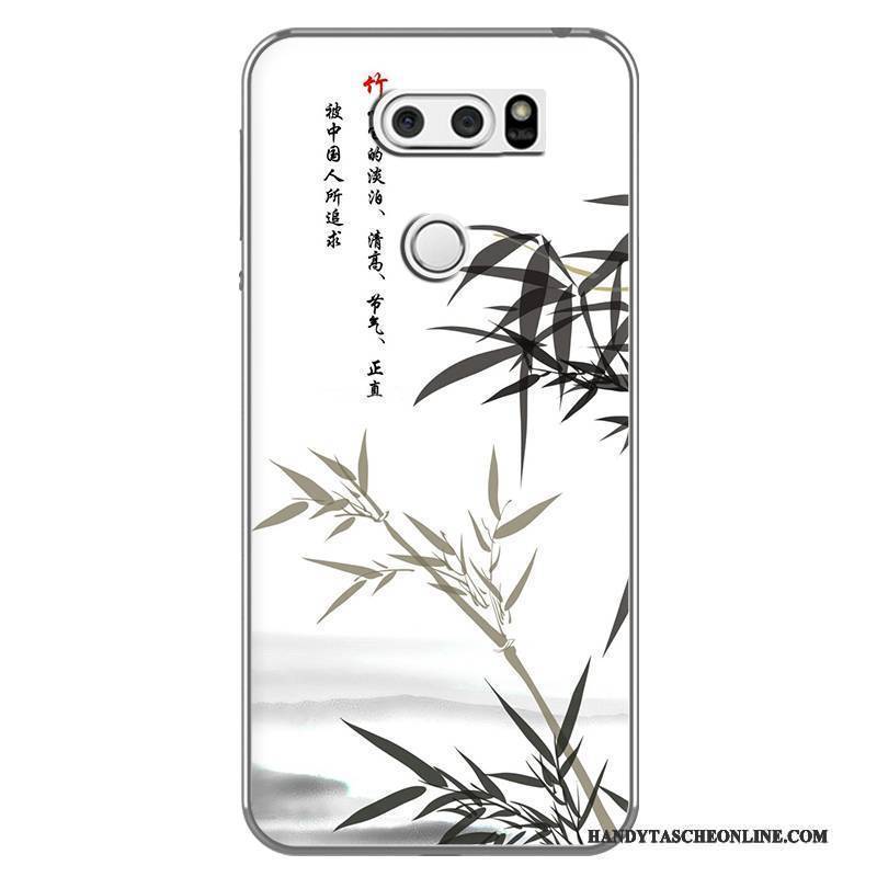 Hülle Lg V30 Weiche Chinesische Art Weiß, Case Lg V30 Kreativ Handyhüllen Schwarz