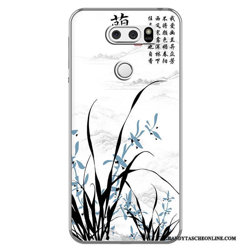 Hülle Lg V30 Weiche Chinesische Art Weiß, Case Lg V30 Kreativ Handyhüllen Schwarz