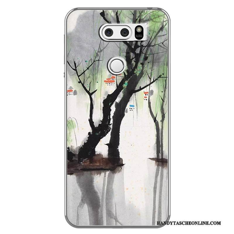 Hülle Lg V30 Weiche Chinesische Art Weiß, Case Lg V30 Kreativ Handyhüllen Schwarz