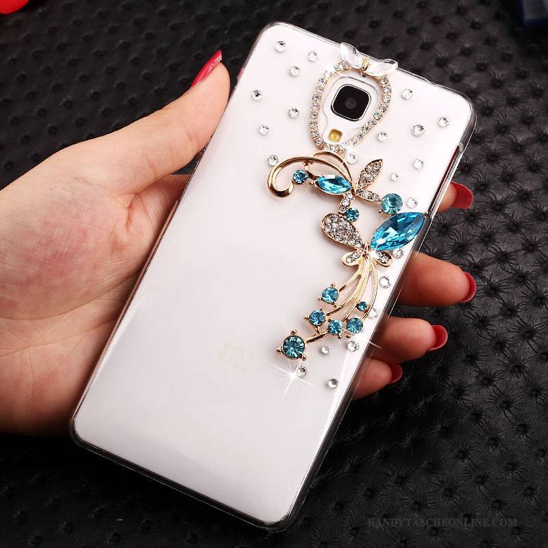 Hülle Mi 4 Strass Transparent Trend, Case Mi 4 Karikatur Handyhüllen Weiß