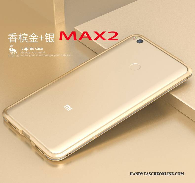 Hülle Mi Max 2 Metall Grenze Handyhüllen, Case Mi Max 2 Schutz Mini Gold